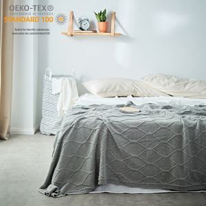 Ags Oeko-tex Soft Knit Chunky 100% cotone Crochet Throw Cable Picnic lavorato a maglia Baby Adult Green <span class=keywords><strong>coperta</strong></span> con decorazione domestica - Product Image 2
