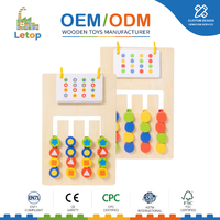 Juego de Lógica Deslizante de Madera de Cuatro Colores y Doble Cara, Rompecabezas Educativo Montessori para Clasificar, Juguete para Niños de 2 a 4 Años y de 5 a 7 Años