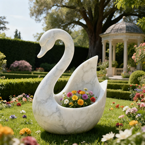 <span class=keywords><strong>Maceta</strong></span> Cisne Piedra Blanca Mármol <span class=keywords><strong>Natural</strong></span> Tallada a Mano - Product Image 4