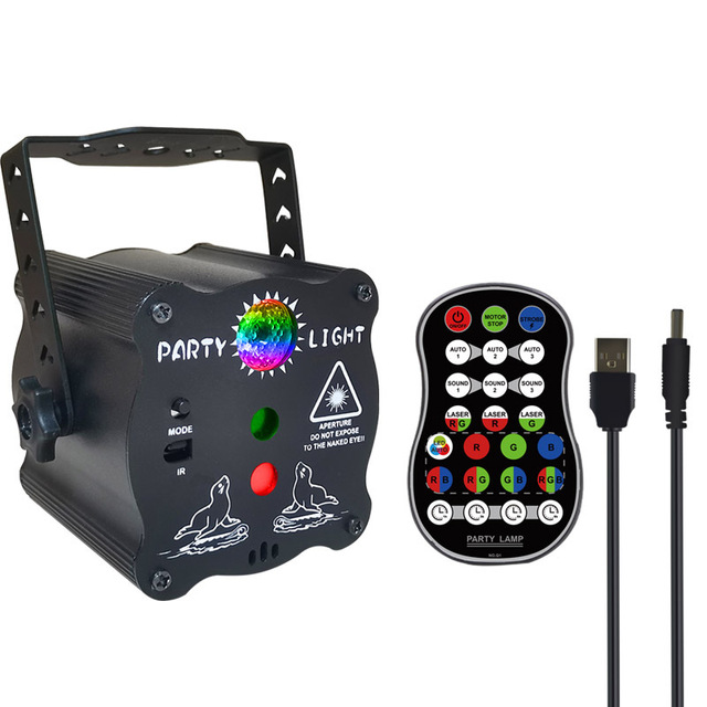 LED Mini Laser Light USB Rechargeable 60-in-1 Christmas Party Stage DJ Flashing Rotating Atmosphere Light
