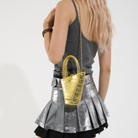 Nouveau Sac Seau Minimaliste Trapézoïdal Personnalisé Y2K 2025 avec Chaîne Métallique - Sac Bandoulière pour Tenues Urbaines