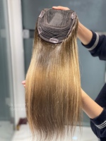Prêt à expédier SHY Prothèse capillaire en cheveux naturels, base en soie, cheveux bruts chinois, design à raie centrale, couleur personnalisable, fournisseur d'usine