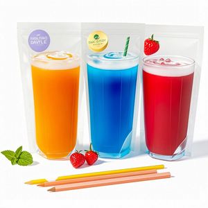 Bolsas de Bebidas de Grado Alimenticio de PE Impresas Personalizadas OEM con Boquilla y Pajita para Envasado de Jugos y Bebidas Transparentes - Product Image 3