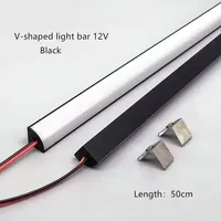 Barre LED en aluminium noir, profilé LED super lumineux, 36 LED, DC12V, 50cm, bande rigide pour intérieur, plafond, mur, coin, bande LED