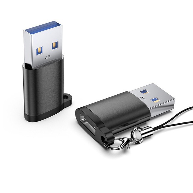 Aluminum Alloy USB-C to USB-A OTG Adapter for Mobile Phone with Hanging Hook