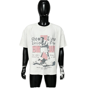 เสื้อยืดคอกลมแขนสั้นสีขาวลายกราฟิกมวยสไตล์เรโทรวินเทจสำหรับผู้ชาย ดีไซน์พิเศษ แบรนด์สั่งทำ โลโก้สั่งทำ - Product Image 1