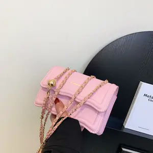 Tas tangan pink musim gugur untuk wanita, tas tangan favorit desainer wanita, tas selempang kecil perangkat keras grosir, tas perjalanan wanita