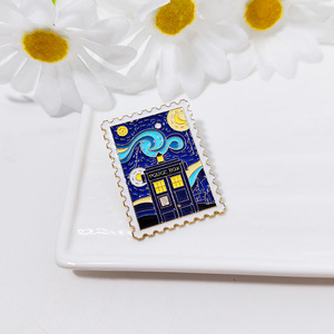 Sello modelado gota insignia nuevo Van Gogh pintura al óleo aleación broche exquisita <span class=keywords><strong>estrella</strong></span> <span class=keywords><strong>Castillo</strong></span> punto regalo al por mayor - Product Image 3