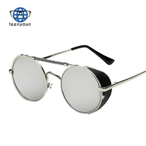 Teenyoun 5851 New nhãn hiệu cổ điển steampunk Sunglasses Vòng Designer Steam Punk Windproof kim loại Shield Sunglasses men phụ nữ UV400