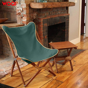 Silla Plegable Woqi, Verde Pluma de Pavo, Tela Oxford, Madera Maciza, Silla de Jardín, Diseño Rústico, Silla Reclinable para Acampar al Aire Libre - Product Image 1