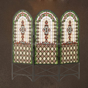 Paravent en verre teinté personnalisé à 3 panneaux, motif floral, design incurvé, écran décoratif autoportant - Product Image 3