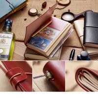 Carnet multifonction A6 vintage à couverture rigide en cuir PU, porte-cartes de poche, journal rechargeable, agenda avec bande élastique