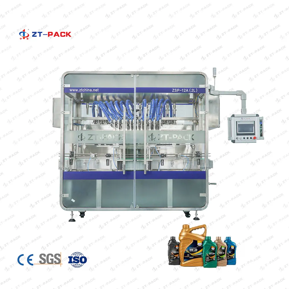 Lubricant Oils Filler Automatic 1L-5L Plastic Jerry Tin Can 6-12 Nozzles 1000-5000BPH Engine Oil Filling Machine