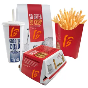 الجملة ورق لف رخيص تناول الطعام في الخارج صناديق مخصصة طباعة رقائق المقلية الغذاء التعبئة والتغليف يسلب KFC صندوق ورقي