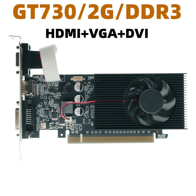 New GT730 2GB DDR3 Discrete Graphics Card with Fan Cooling for Desktop Use High-Definition Video & Office Applications