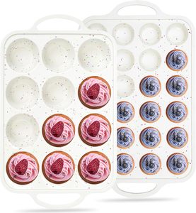 12+24 Cups Silicone Muffin <b>Pans</b> for Baking with Metal Frame - Product Image 1