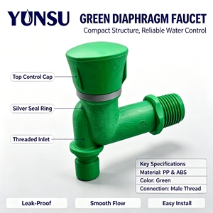 Robinet d'eau en plastique écologique avec cartouche en céramique et capuchon carré vert DN15, fabriqué à partir de matériaux non recyclés - Product Image 5