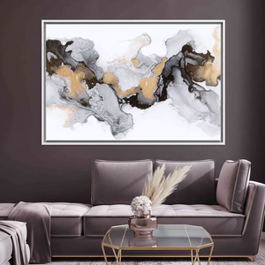 Toile imprimée : Art moderne en marbre gris pour une décoration murale élégante, TOILE ENCADRÉE BLANCHE - Product Image 3