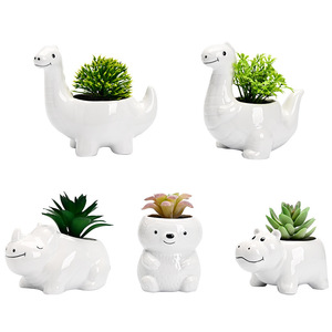 <span class=keywords><strong>Vaso</strong></span> <span class=keywords><strong>in</strong></span> Ceramica Bianca per <span class=keywords><strong>Piante</strong></span> Succulente, Design Creativo a Forma di Dinosauro, per Esportazione - Product Image 6