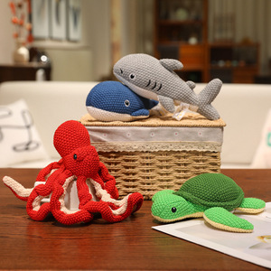 Peluche transfrontalière en coton tricoté rembourré, motifs requin, petite baleine, pieuvre, <span class=keywords><strong>dinosaure</strong></span>, cadeau pour enfants - Product Image 2