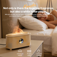 Diffuseur d'arômes personnalisé créatif 200 ml Diffuseur d'arômes à flamme Bruit blanc Humidificateur Cadeau de vacances avec lumière colorée/Haut-parleur BT