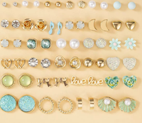 Lot de boucles d'oreilles multi-paires en gros, minimalistes, imitation perle, cœur, fleur, géométriques, mini créoles pour femmes