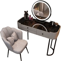 Nouvelle Table de Maquillage Professionnelle 3C Durable et Moderne pour Chambre à Coucher, Finition Bois de Rose, Design Multifonctionnel pour Rangement de Maquillage de Petite Taille