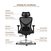 Chaise de bureau exécutive ergonomique moderne en maille avec accoudoirs et appui-tête réglables, garantie de 3 ans pour la maison, le bureau et l'école