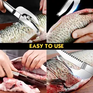 Fish Scale Knife Scales Scraping Stainless Scaler For Fish Cleaning Tools Skin Brush Fish Tongs Tweezers Kitchen Tools