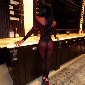 Combinaison transparente pour femme, épaisseur moyenne, haute élasticité, coupe ajustée, dos nu, design transparent - Product Image 2