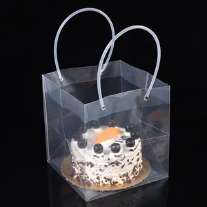 Square PP transparent tote bag party favors gift flower bouquet packaging cake hand gift return gift Christmas Decoration bag