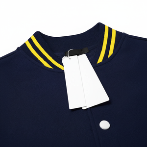 Veste universitaire de baseball en toile à col montant avec logo brodé personnalisé, prix de gros pour hommes - Product Image 1