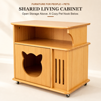 Meuble multifonctionnel 2-EN-1 en bois massif pour humains et animaux, design moderne et écologique, maison de protection dissimulée pour chat/chien