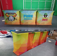 Comptoir de salon professionnel pliable avec housse graphique en tissu personnalisée, table promotionnelle portable pour événements en forme ovale ou rectangulaire