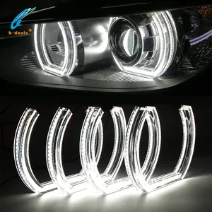 for BMW X6 E71 E72 X6M 2008~2014 Xenon Headlight Flat Bottom Crystal Angel Eyes White