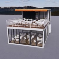 Restaurant américain préfabriqué en conteneur détachable, maison en verre, design moderne et luxueux, emballage plat étanche