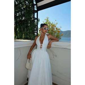 Robe de performance blanche pour ballerine avec élégante décoration en nœud perlé - Product Image 4