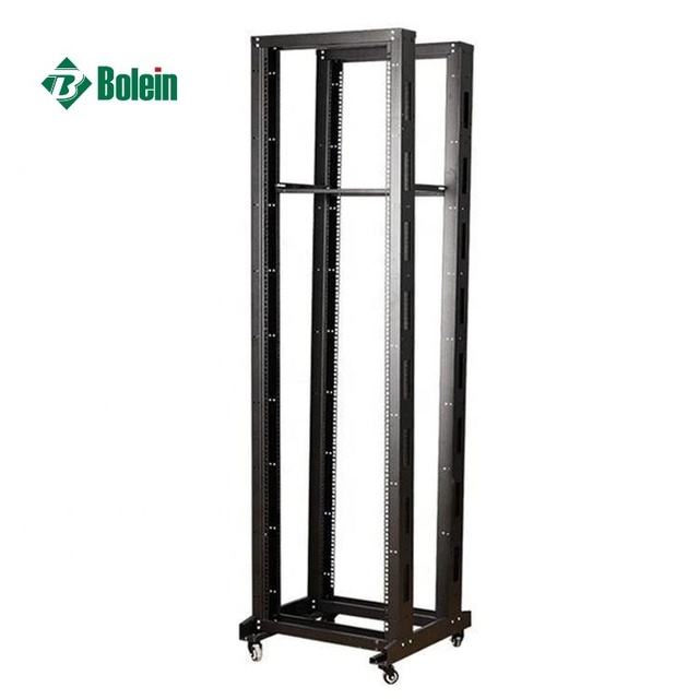 27U Standard Depth Rack Enclosure Cabinet Without Doors and Side Panels Double 4-Post Open Frame Rack
