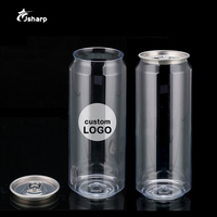 Bouteilles PET transparentes jetables avec logo personnalisé, pour thé au lait, soda, avec couvercles en aluminium