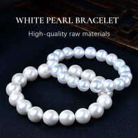 Bracelet en perles de nacre blanches polies, bijoux de mode pour femmes et hommes, à porter au quotidien, cadeau de mariage, fournisseur d'accessoires en gros, vente au détail