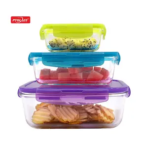 Lunch box in vetro di vendita caldo/bento box in vetro/contenitore per alimenti in vetro con coperchio ermetico