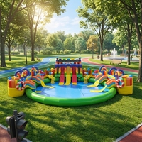 Parc aquatique gonflable écologique avec toboggan et piscine, aire de jeux aquatique extérieure commerciale, matériau PVC, taille et couleur personnalisables