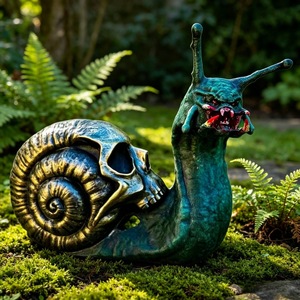 Gothic Snail Resin Garden Ornament Skull Shell Outdoor Decor <b>Stone</b> Garden Art - Product Image 2