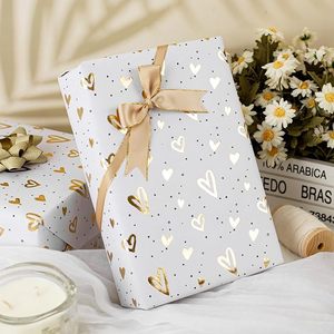 Kraft Wrapping <b>Paper</b> 3D Heart Embossed Gold Stamp Foil Gift <b>Wrap</b> for Valentines Day Anniversary Birthday Wedding Baby Shower - Product Image 1