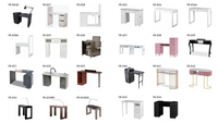 Table de manucure rose mobile, station de salon de manucure avec 3 tiroirs, collecteur de poussière pour ongles, table de manucure mobile