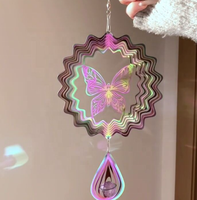 Nordique Mandala carillons éoliens en acier inoxydable 3D Rotation carillons éoliens décoration de fenêtre jardin artisanat décoration murale carillons éoliens