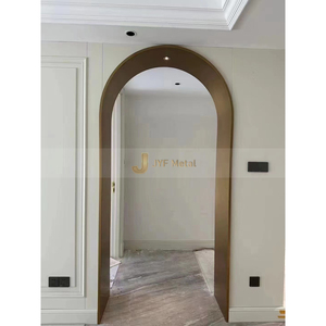 C54 Modern Stainless Steel Arch <b>Door</b> Frame PVD Coating Gold <b>Mirror</b> Finish Facade Sheet Metal Fabrication for Hotels - Product Image 1