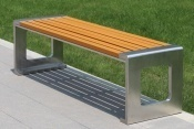 Banc de jardin en bois massif de style traditionnel, écologique, long, en composite plastique et métal, avec accoudoirs