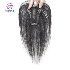 Vente en gros pas cher filet suisse ultra-mince noué à la main cheveux humains Topper petit T forme 7*9 avec 25 cm cheveux raides pour les femmes - Product Image 4