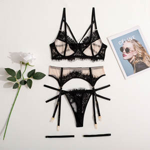 Lingerie Wanita Pink Hari Valentine, Pakaian Dalam Wanita Erotis Berbahan Renda, Lingerie Hitam Transparan Seksi - Product Image 5